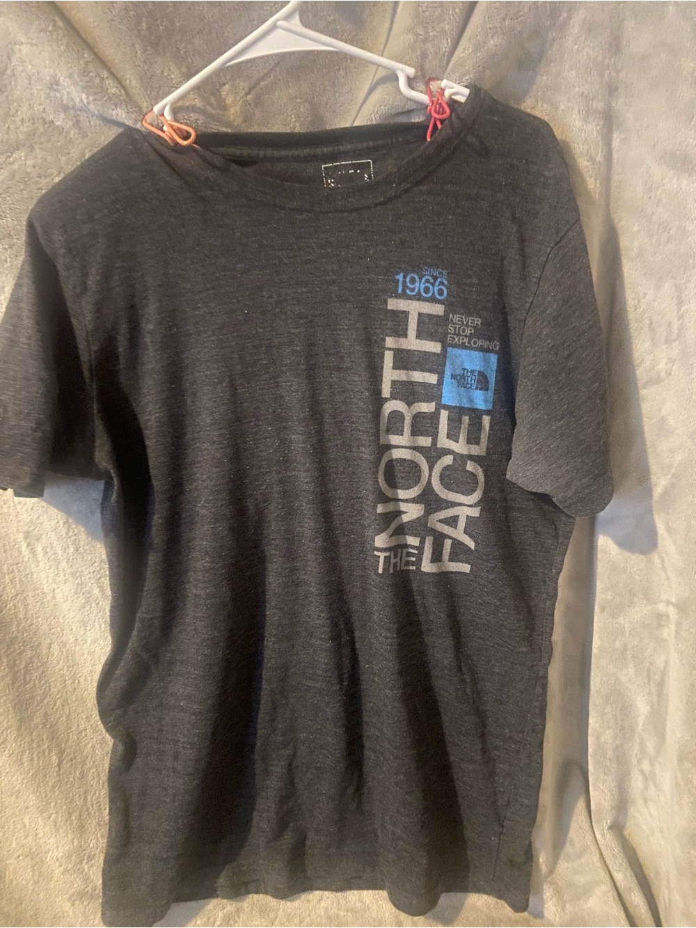 The North Face Heather Charcoal Tee with White Print